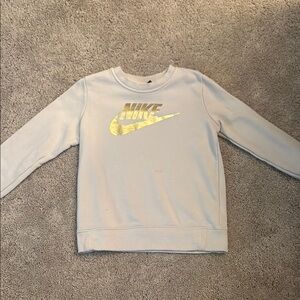 Nike Men's White Sweater with Gold Logo